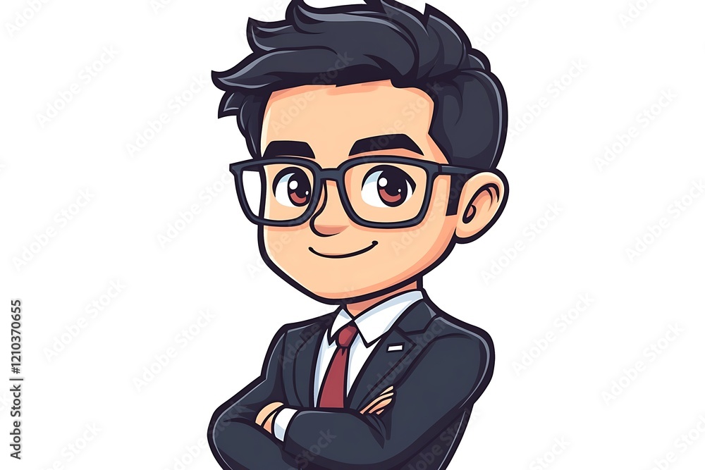 Happy Cartoon Businessman Portrait in Suit Happy Cartoon Businessman Portrait in Suit