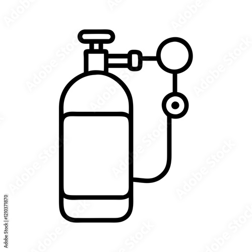 oxygen cylinder icon, oxygen cylinder line art - simple line art of oxygen cylinder, perfect for oxygen cylinder logos and icons