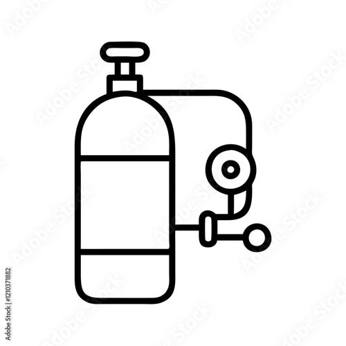 oxygen cylinder icon, oxygen cylinder line art - simple line art of oxygen cylinder, perfect for oxygen cylinder logos and icons