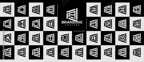 Simple line abstract initial letter A-Z logo set