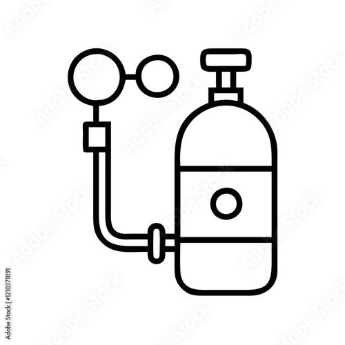 oxygen cylinder icon, oxygen cylinder line art - simple line art of oxygen cylinder, perfect for oxygen cylinder logos and icons