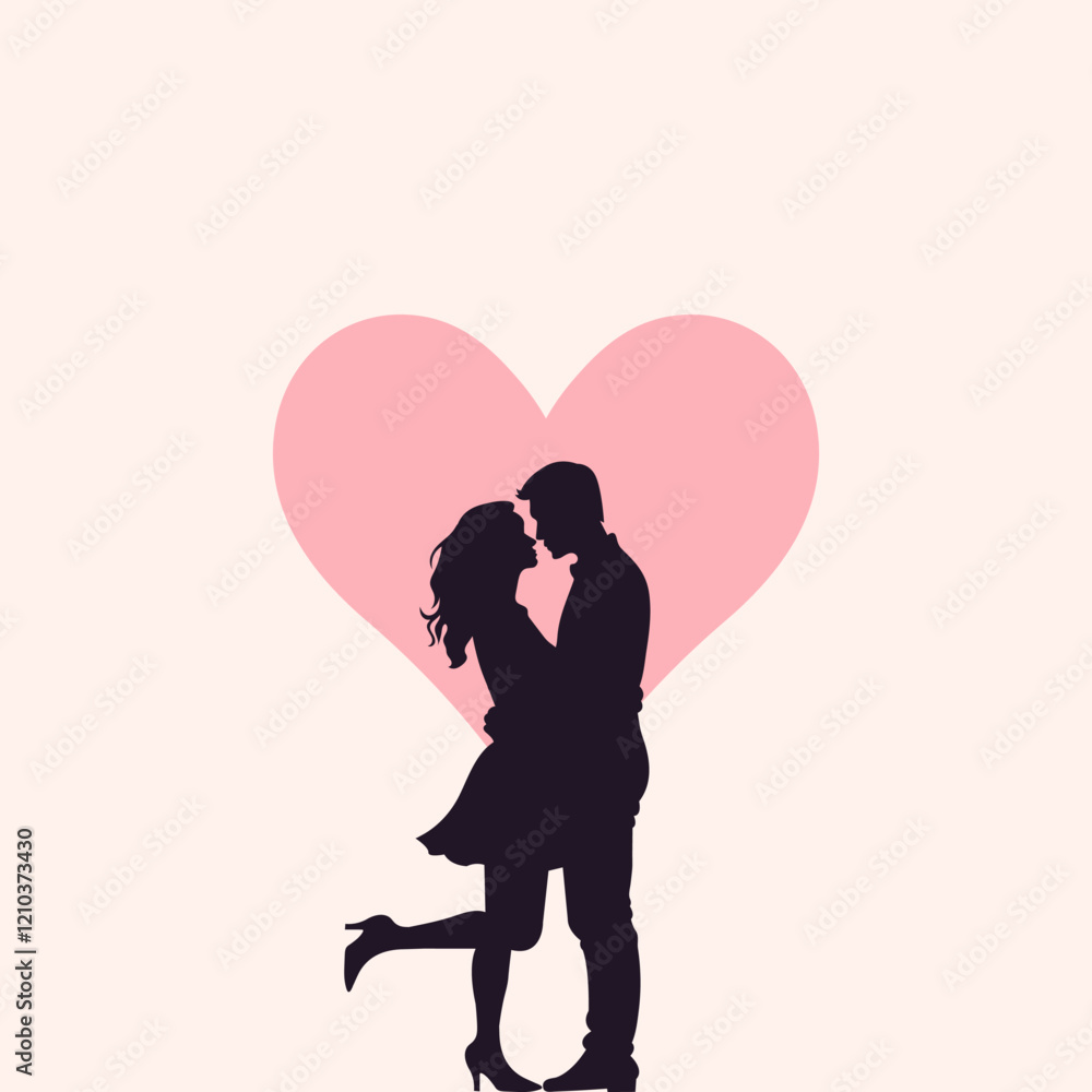 Valentine's Day , Silhouette loving couple holding hands Each other,