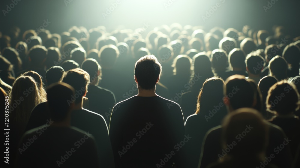 Obraz premium Social Anxiety Shown As Spotlight Beams