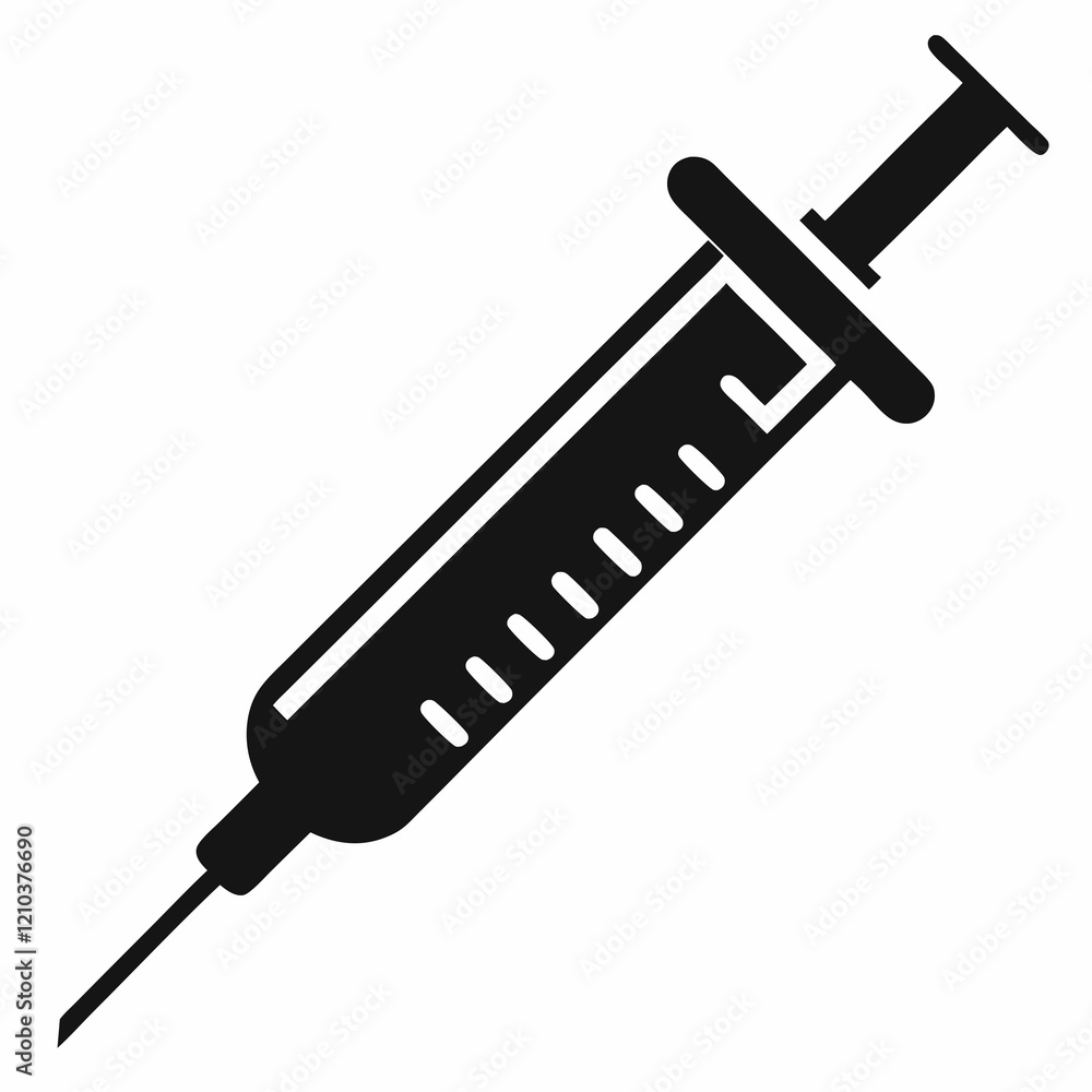 Medical syringe vector icon Black silhouette Medical syringe vector icon Black silhouette