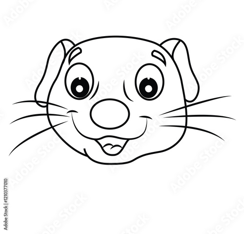 Cute cartoon hand drawn vector happy otter face coloring page.