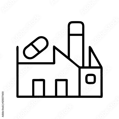 pharmaceutical factory icon, pharmaceutical factory line art - simple line art of pharmaceutical factory, perfect for pharmaceutical factory logos and icons