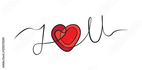 Text illustration of I Love You message with heart