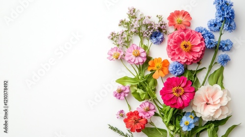 Wallpaper Mural Colorful summer flowers arranged on white background. Torontodigital.ca