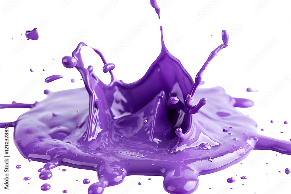 Fototapeta premium Expressive Purple Paint Splash Isolated on Transparent Background