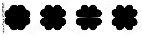 Good luck four leaf clover flat icon set isolated on transparent background.