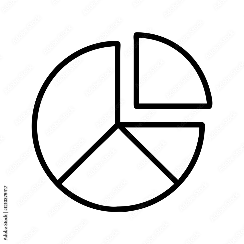pie chart icon, pie chart line art - simple line art of pie chart, perfect for pie chart logos and icons