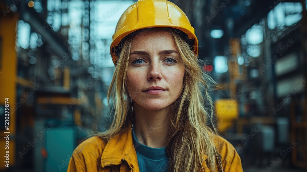 Factory Supervisor Overseeing Operations with Control Panel, Screens, and Working Machines, Displaying Leadership.