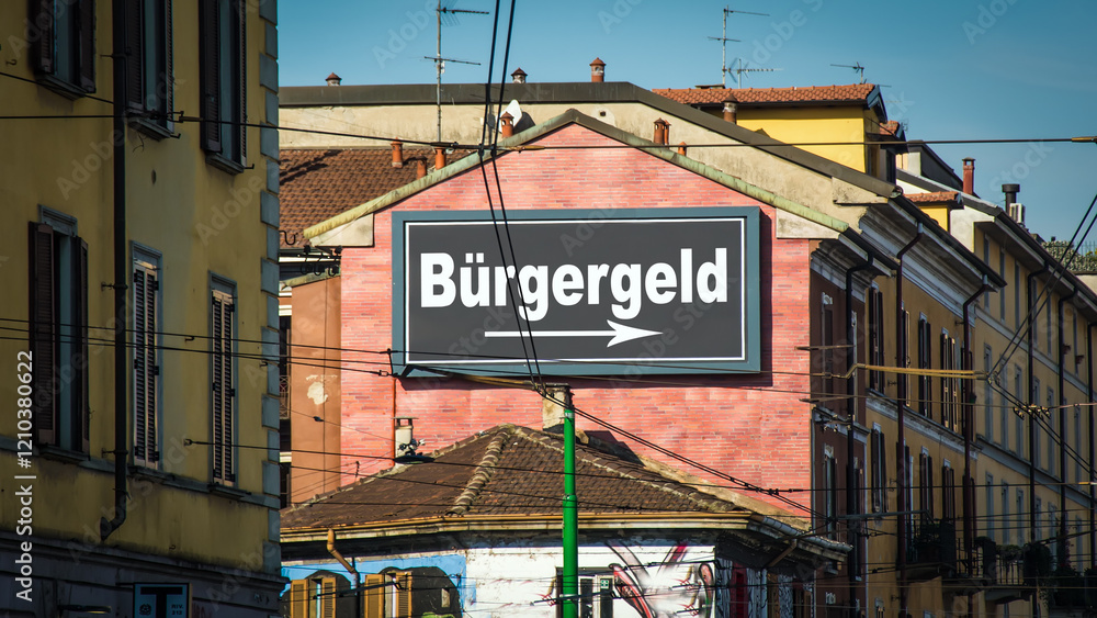 Obraz premium Signposts the direct way to German unemployment benefit