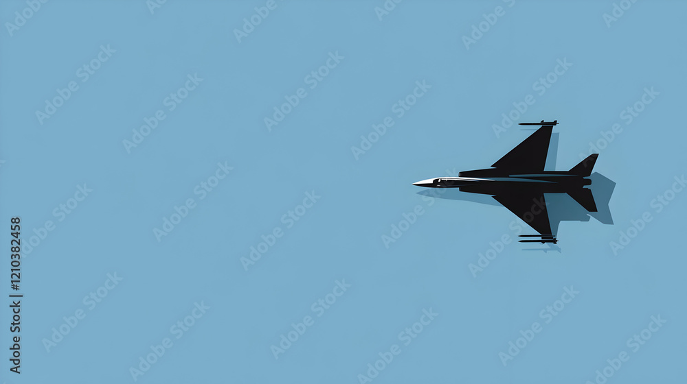 A flat vector of a warplane flying overhead, symbolizing air superiority. Warplane minimalist illustration.
A flat vector of a warplane flying overhead, symbolizing air superiority. Warplane minimalist illustration.