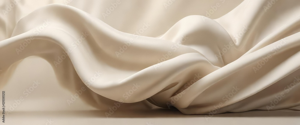 Fototapeta premium Delicate gradient of ivory silk hues blending into the void, , void