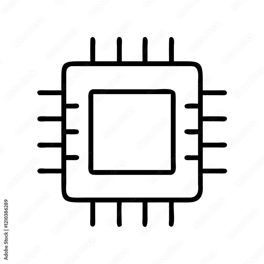processor chip cpu icon, processor chip cpu line art - simple line art of processor chip cpu, perfect for processor chip cpu logos and icons processor chip cpu icon, processor chip cpu line art - simple line art of processor chip cpu, perfect for processor chip cpu logos and icons