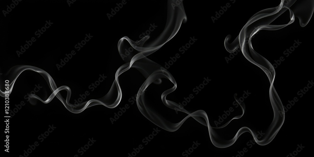 Gaseous tendrils floating on a black expanse, unseen entity, darkened landscape, otherworldly presence Gaseous tendrils floating on a black expanse, unseen entity, darkened landscape, otherworldly presence