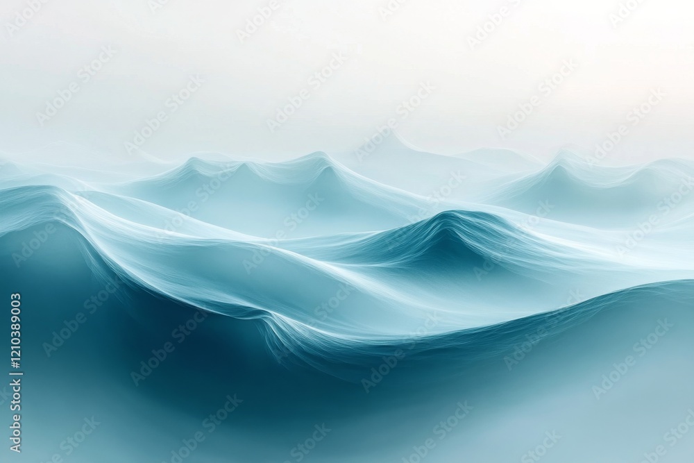 Ethereal Teal Waves Abstract Digital Landscape of Serene, Misty Hills Ethereal Teal Waves Abstract Digital Landscape of Serene, Misty Hills