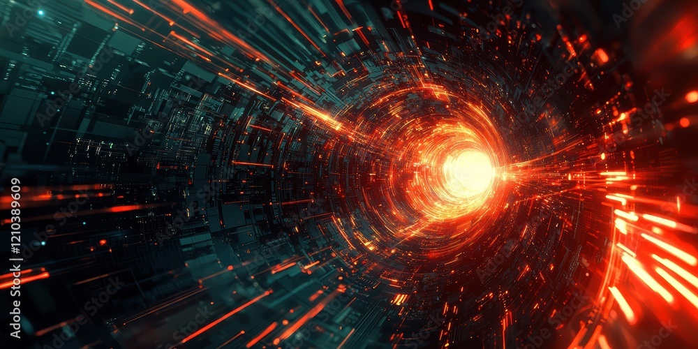 Obraz premium Dynamic abstract digital background with glowing light trails futuristic environment high-tech visuals motion concept