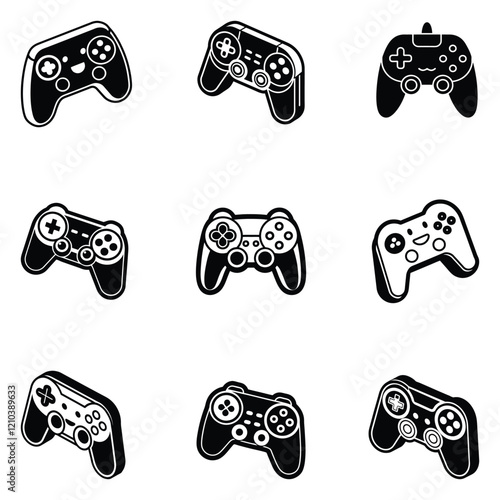 set of animal type video game controller outline silhouette vector 