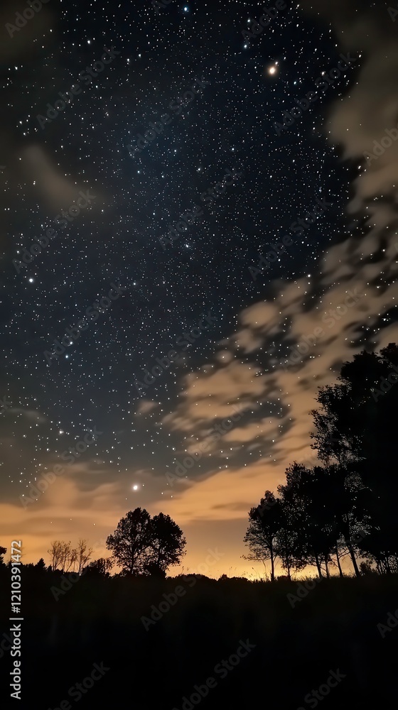 Timelapse Captures the Mesmerizing Beauty of a Starry Night Sky. Generative AI Timelapse Captures the Mesmerizing Beauty of a Starry Night Sky. Generative AI