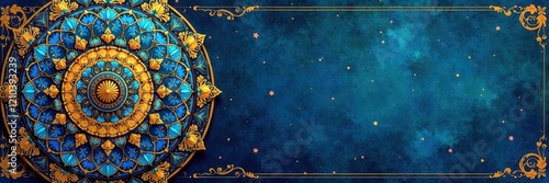 Wallpaper Mural Vibrant blue and gold mandala Intricate design with spiritual patterns, Indian festival theme , festival, vibrant Torontodigital.ca