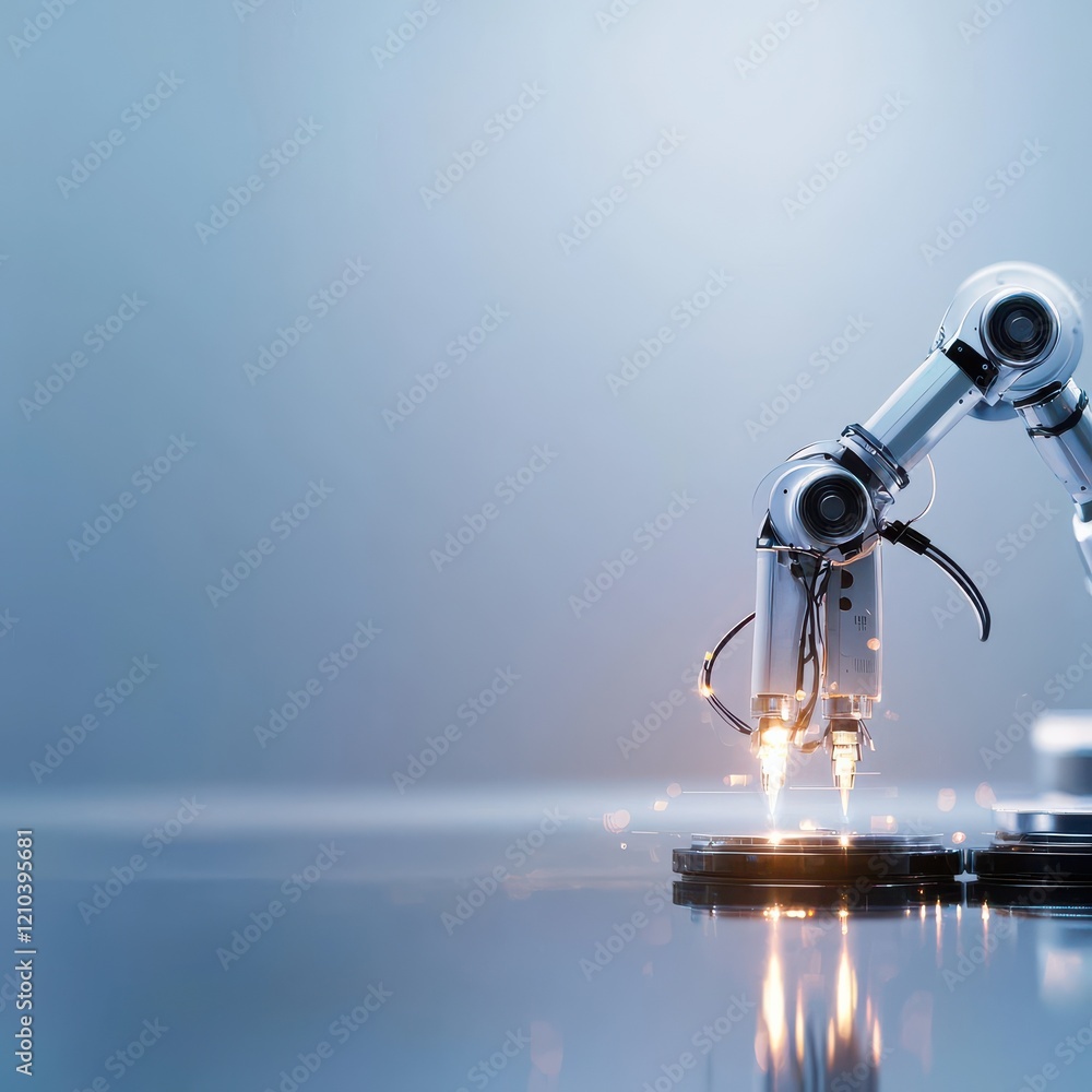 Fototapeta premium Automation solutions in industrial technology manufacturing facility digital content -tech environment close-up view symbolic representation