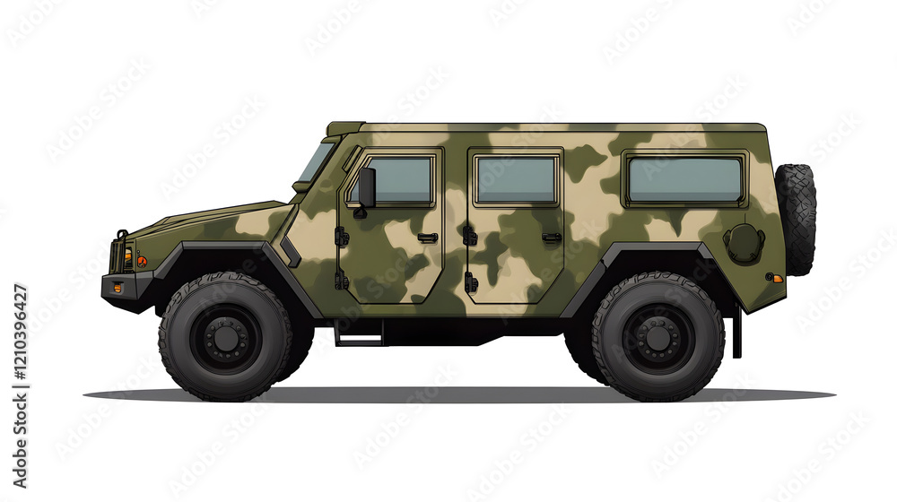 A clean vector of a military vehicle, symbolizing the power of armored forces. Armored vehicle design.
A clean vector of a military vehicle, symbolizing the power of armored forces. Armored vehicle design.