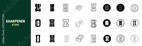 Sharpener icons. Set of vector sharpener icons in various styles—a collection of sharpener icons for websites, apps, and presentations.