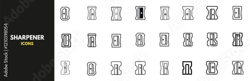 Sharpener icons. Set of vector sharpener icons in various styles—a collection of sharpener icons for websites, apps, and presentations.