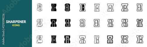 Sharpener icons. Set of vector sharpener icons in various styles—a collection of sharpener icons for websites, apps, and presentations.
