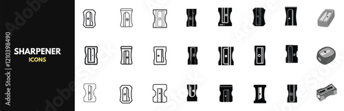 Sharpener icons. Set of vector sharpener icons in various styles—a collection of sharpener icons for websites, apps, and presentations.
