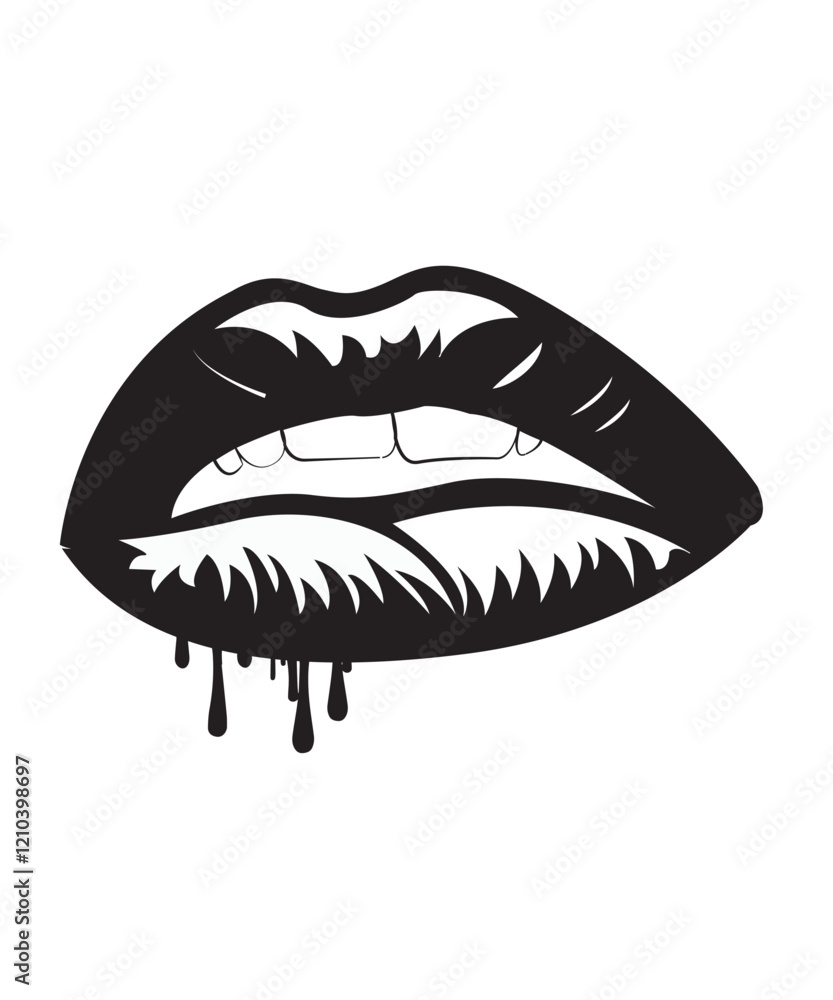 Obraz premium Lip vector art silhouette vector art illustrator