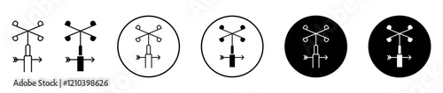 Anemometer icons set in black filled and stroke line style