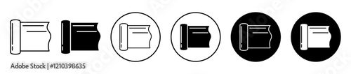 Aluminum foil icons set in black filled and stroke line style
