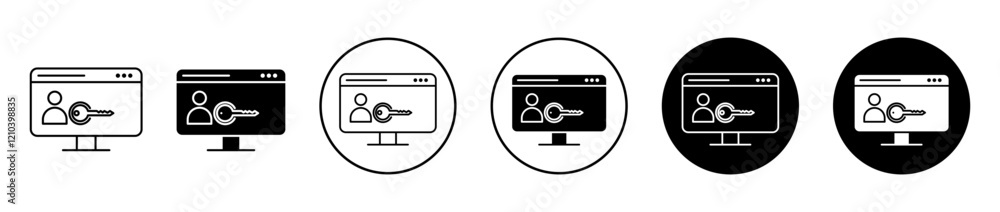 Authorize icons set in black filled and stroke line style Authorize icons set in black filled and stroke line style