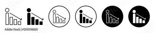 Attrition icons set in black filled and stroke line style