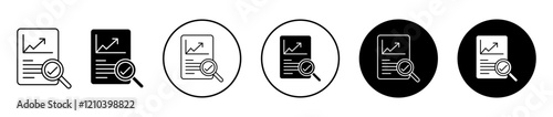 Auditors icons set in black filled and stroke line style