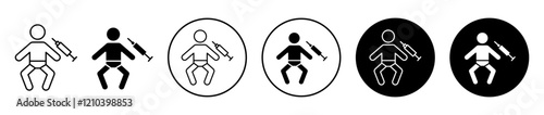 Baby Vaccination icons set in black filled and stroke line style