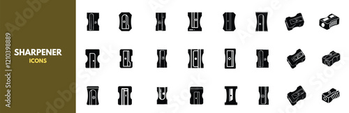 Sharpener icons. Set of vector sharpener icons in various styles—a collection of sharpener icons for websites, apps, and presentations.
