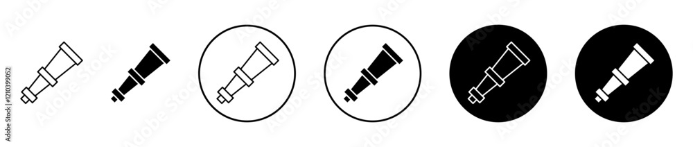 Boat Telescope icons set in black filled and stroke line style Boat Telescope icons set in black filled and stroke line style