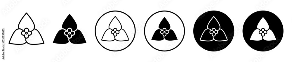 Bougainvillea icons set in black filled and stroke line style