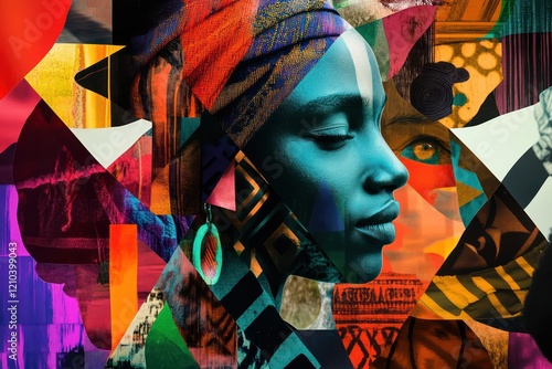 A vivid collage of abstract shapes symbolizing the beauty of ethnic diversity