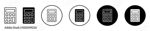 Calculator icons in black and blue set