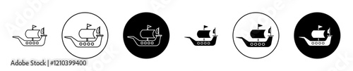 Caravel icons set in black filled and stroke line style