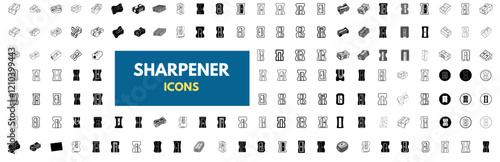 Sharpener icons. Set of vector sharpener icons in various styles—a collection of sharpener icons for websites, apps, and presentations.