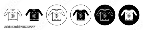 Christmas sweater icons set in black filled and stroke line style