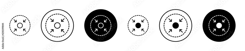 Compact size icons set in black filled and stroke line style Compact size icons set in black filled and stroke line style