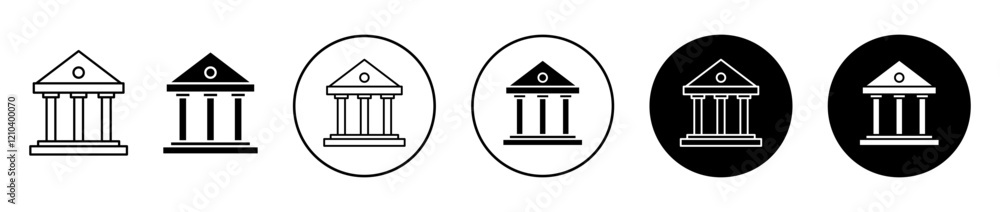 Courthouse icons set in black filled and stroke line style Courthouse icons set in black filled and stroke line style