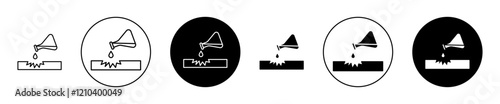 Corrosive substance icons set in black filled and stroke line style